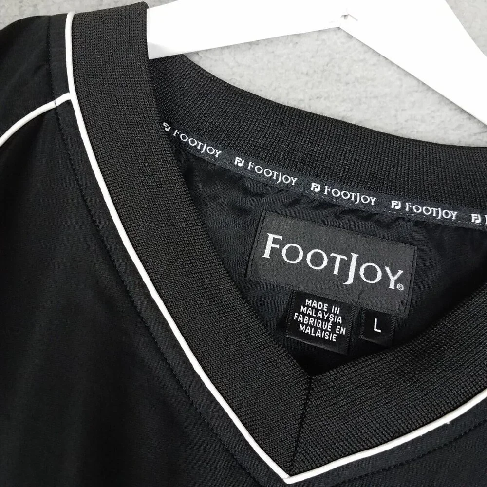 FootJoy Pullover Jacket Adult Large Black Golf Windbreaker Short Sleeve Men's